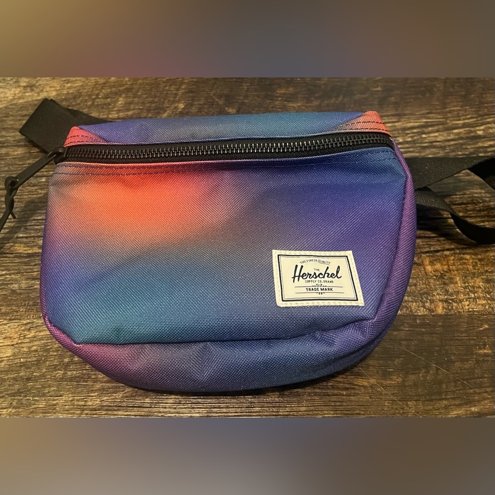 Herschel Supply Company Blue to Purple Gradient Belt Bag with Orange Accent